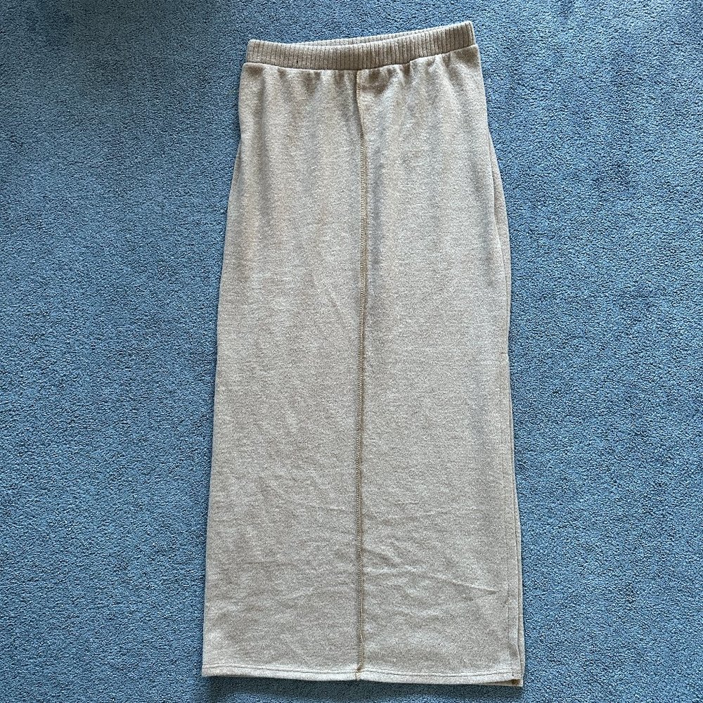 GeeGee Women's Tan Maxi Soft Side Slit Skirt Size Medium